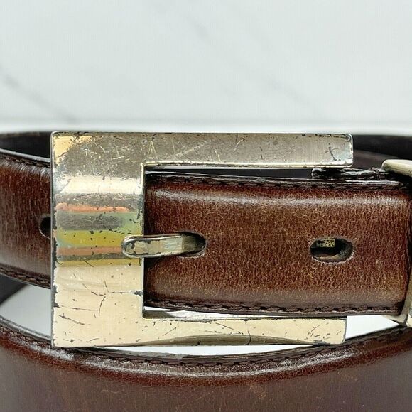 Vintage Fossil Womens Brown Genuine Leather Belt Silver Buckle ✨ - Picture 12 of 12